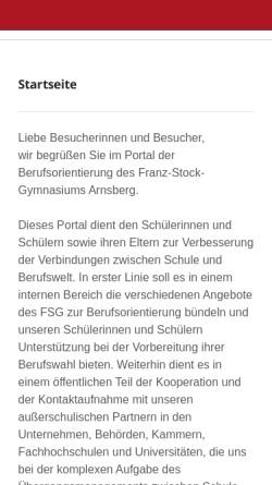 Vorschau der mobilen Webseite fsg-berufsorientierung.de, Franz-Stock Gymnasium