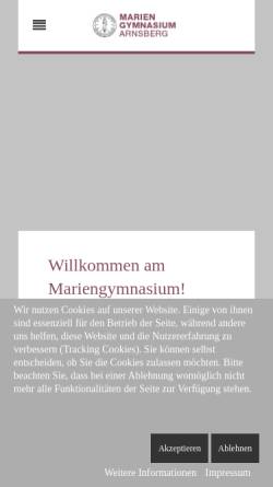 Vorschau der mobilen Webseite www.mariengymnasium-arnsberg.de, Mariengymnasium Arnsberg