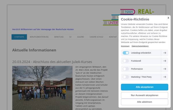Vorschau von www.realschulehuesten.de, Städtische Realschule Hüsten