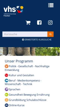 Vorschau der mobilen Webseite www.vhs-frechen.de, Volkshochschule Frechen
