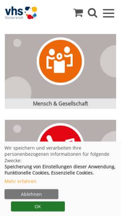 Vorschau der mobilen Webseite www.vhs-gt.de, Volkshochschule Gütersloh