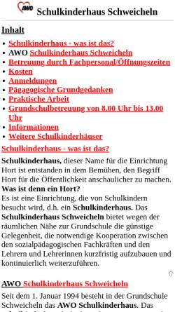 Vorschau der mobilen Webseite www.melzer-online.de, AWO-Schulkinderhaus Schweicheln