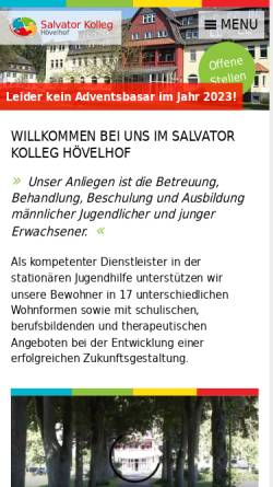 Vorschau der mobilen Webseite www.salvator-kolleg.de, Salvator Kolleg Hövelhof - Katholische Einrichtung für Erziehungshilfe