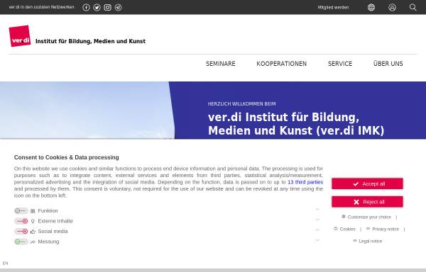 Vorschau von imk.verdi.de, ver.di - Institut für Bildung, Medien und Kunst (IMK)