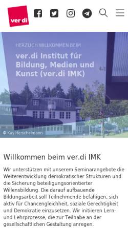 Vorschau der mobilen Webseite imk.verdi.de, ver.di - Institut für Bildung, Medien und Kunst (IMK)