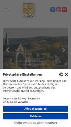 Vorschau der mobilen Webseite www.lugev.de, Landschaft und Geschichte e.V.