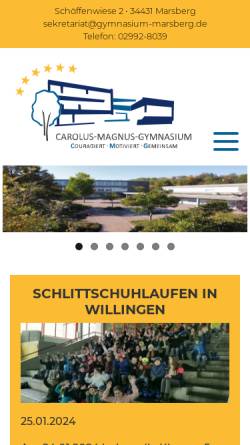 Vorschau der mobilen Webseite www.gymnasium-marsberg.de, Städtisches Gymnasium Marsberg