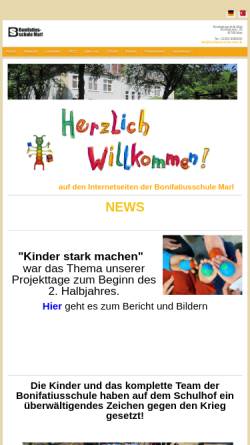 Vorschau der mobilen Webseite www.bonifatiusschule-marl.de, Bonifatiusschule
