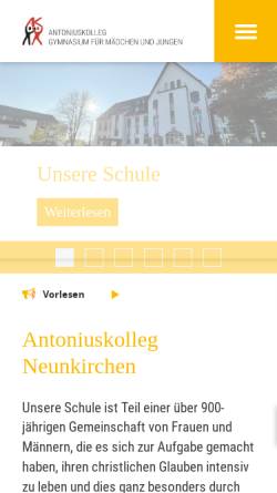Vorschau der mobilen Webseite www.antoniuskolleg.de, Antoniuskolleg Neunkirchen
