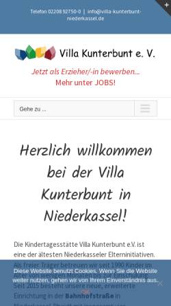 Vorschau der mobilen Webseite www.familienzentrum-niederkassel.de, Kindertagesstätte Villa Kunterbunt e.V. mit Familienzentrum