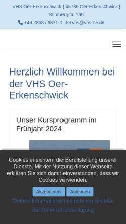 Vorschau der mobilen Webseite www.vhs-oe.de, Volkshochschule der Stadt Oer-Erkenschwick