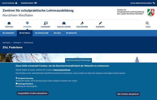 Vorschau von www.zfsl-paderborn.nrw.de, Förderverein des Zentrums für schulpraktische Lehrerausbildung (ZfsL)