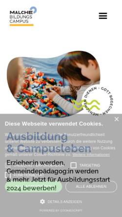 Vorschau der mobilen Webseite www.malche.de, Malche e.V. - Theologisch-pädagogisches Seminar