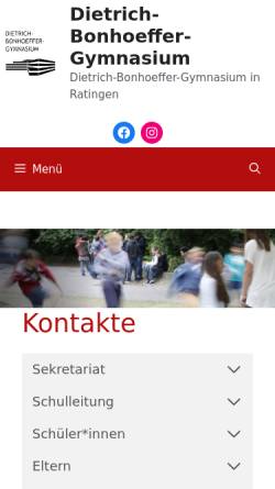 Vorschau der mobilen Webseite www.dbg-ratingen.de, Dietrich-Bonhoeffer-Gymnasium (DBG)