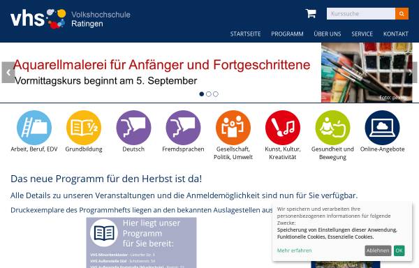 Vorschau von www.vhs-ratingen.de, Volkshochschule Ratingen