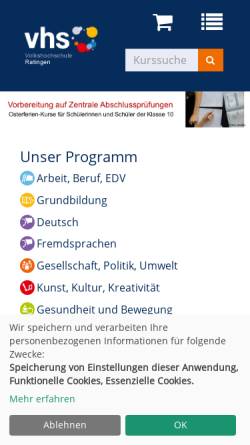 Vorschau der mobilen Webseite www.vhs-ratingen.de, Volkshochschule Ratingen