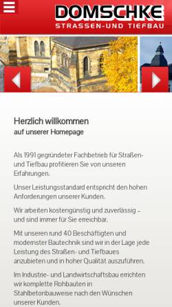 Vorschau der mobilen Webseite www.domschke-bau.de, Domschke Straßen- und Tiefbau