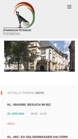 Vorschau der mobilen Webseite www.petrinum.de, Gymnasium Petrinum