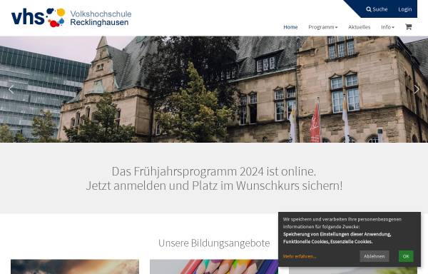Vorschau von www.vhs-recklinghausen.de, Volkshochschule der Stadt Recklinghausen