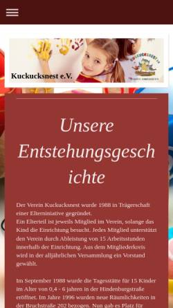Vorschau der mobilen Webseite www.kita-kuckucksnest.de, Kindertagesstätte Kuckucksnest e.V., Rödinghausen