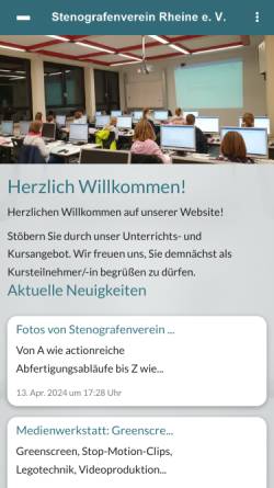 Vorschau der mobilen Webseite www.btv-rheine.de, Bildungsstätte Textverarbeitung des Stenografenvereins Rheine e.V.