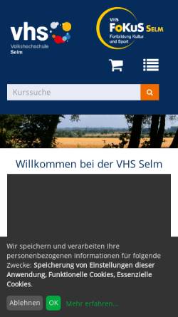 Vorschau der mobilen Webseite www.vhs-selm.de, Volkshochschule der Stadt Selm