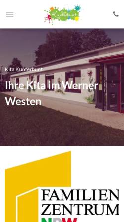 Vorschau der mobilen Webseite www.kiga-kunterbunt-werne.de, Kindergarten Kunterbunt
