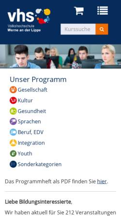 Vorschau der mobilen Webseite www.vhs-werne.de, Volkshochschule Werne