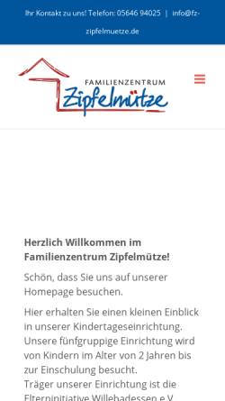 Vorschau der mobilen Webseite www.kita-zipfelmuetze.de, Familienzentrum Zipfelmütze