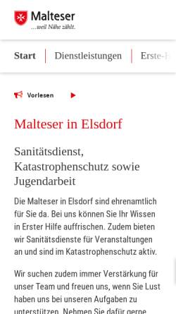 Vorschau der mobilen Webseite www.malteser-elsdorf.de, Malteser Hilfsdienst Elsdorf