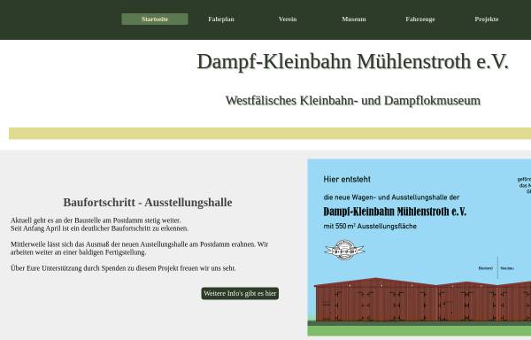 Vorschau von www.dampfkleinbahn.de, Dampf-Kleinbahn Mühlenstroth e.V. (DKBM)