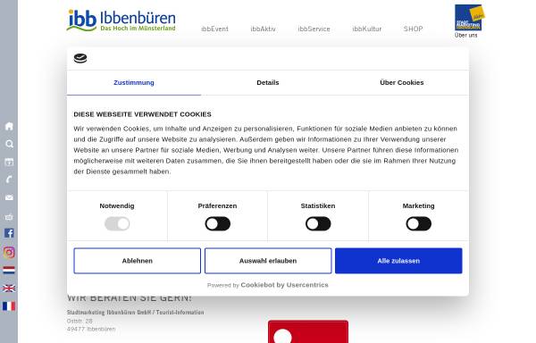 Vorschau von www.tourismus-ibbenbueren.de, Stadtmarketing und Tourismus in Ibbenbüren