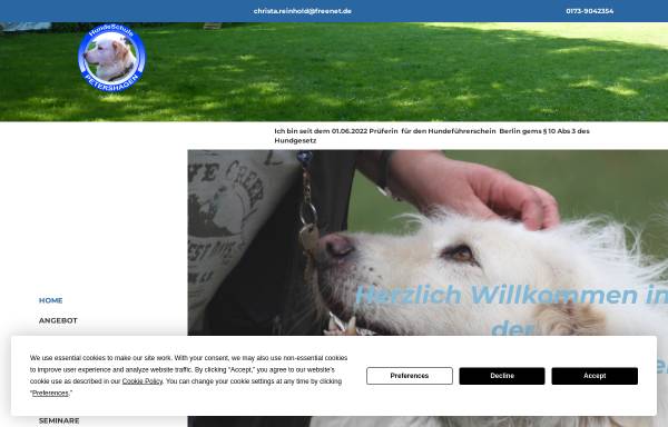 Vorschau von www.hundeschule-petershagen.de, Hundeschule Petershagen,