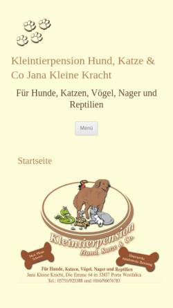 Vorschau der mobilen Webseite www.tierpension-online.de, Tierpension Hund, Katze & Co., Inhaberin Jana Kleine Kracht