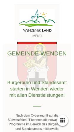 Vorschau der mobilen Webseite www.wenden.de, Wendsche Kärmetze