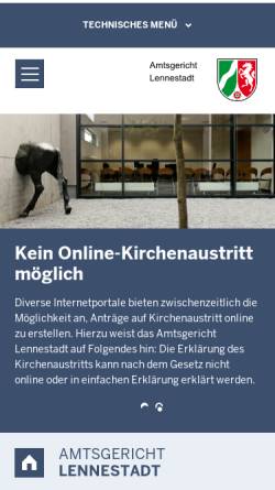 Vorschau der mobilen Webseite www.ag-lennestadt.nrw.de, Amtsgericht Lennestadt