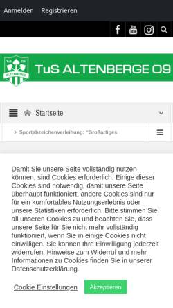 Vorschau der mobilen Webseite www.tus-altenberge.de, TuS Altenberge 09 e.V.