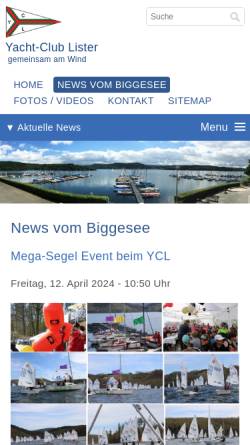 Vorschau der mobilen Webseite www.ycl.de, Yachtclub Lister
