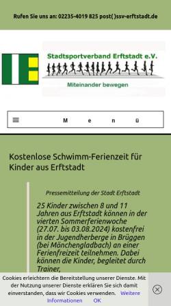 Vorschau der mobilen Webseite www.ssv-erftstadt.de, Stadtsportverband Erftstadt