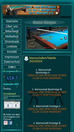 Vorschau der mobilen Webseite www.mantinell.de, Billard Club 71 Mantinell Erkelenz e.V.