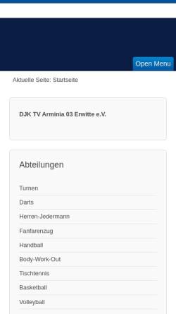 Vorschau der mobilen Webseite www.djk-erwitte.de, DJK Arminia 03 Erwitte