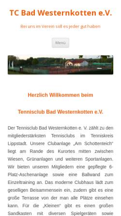 Vorschau der mobilen Webseite www.tc-bw.de, Tennisclub TC Bad Westernkotten