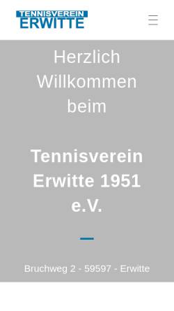 Vorschau der mobilen Webseite www.tv-erwitte.de, Tennisverein Erwitte 1951 e. V.