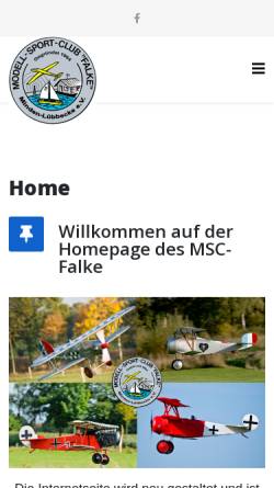 Vorschau der mobilen Webseite www.msc-falke.de, Modell-Sport-Club “Falke” e.V.