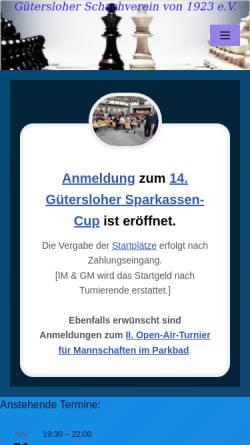 Vorschau der mobilen Webseite www.gtsv23.de, Gütersloher Schachverein