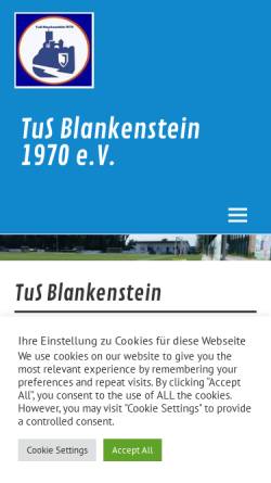 Vorschau der mobilen Webseite www.tus-blankenstein.de, TuS Blankenstein 1970 e.V.