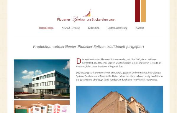 Vorschau von www.plauener-spitzen.de, Plauener Spitzen und Stickereien GmbH