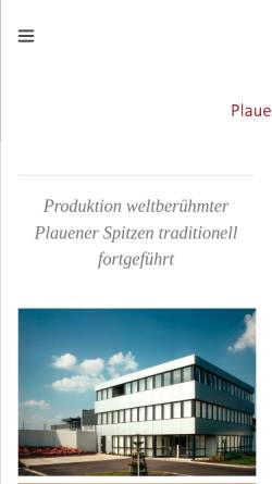 Vorschau der mobilen Webseite www.plauener-spitzen.de, Plauener Spitzen und Stickereien GmbH