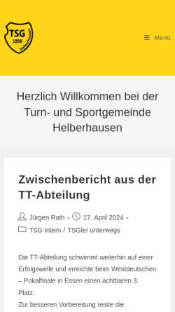 Vorschau der mobilen Webseite www.tsg-helberhausen.de, Turn- und Sportgemeinde Helberhausen 1898 e. V.