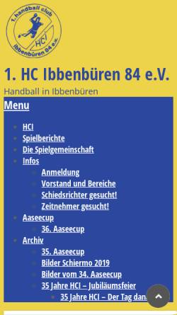 Vorschau der mobilen Webseite hc-ibbenbueren.de, 1. HC Ibbenbüren 84 e.V.